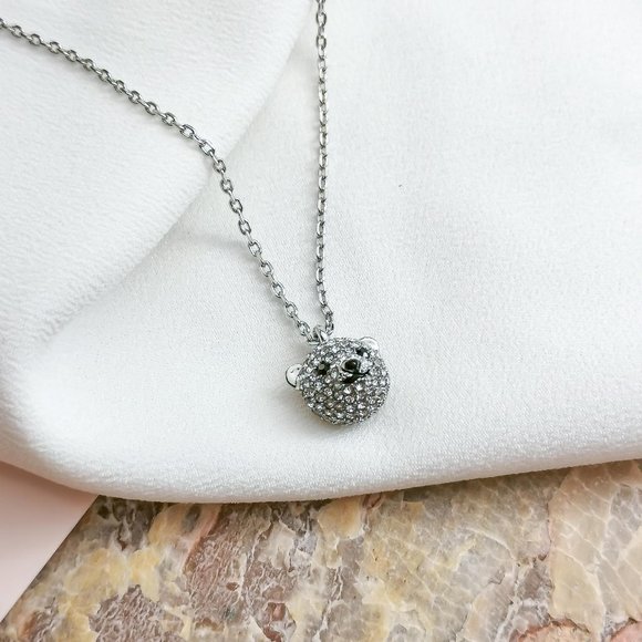 Kate Spade | Silver Arctic Friends Polar Bear Pave Clear Pendant Necklace